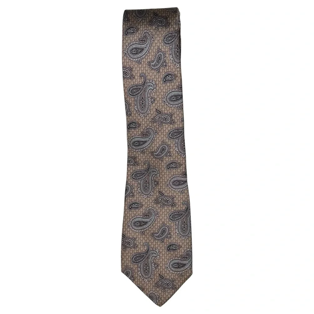 Liberty Of London Necktie Men’s Tan Brown Purple Blue 57x3.5 Tie 100% Silk